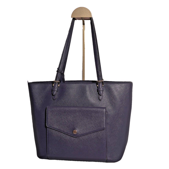 Michael Kors Navy Tote Work Bag Flap Front Pocket AV-1611 Corpcore Minimalist - Picture 1 of 16